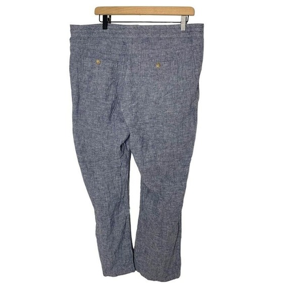 DULUTH Hemp Organic Cotton Pants Drawstring Blue Chambray Womens Size 18 Pockets - Picture 6 of 10